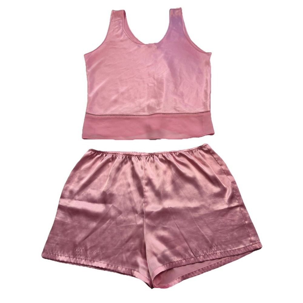 Secret Treasures Pink Satin 2 Piece Pajama Sleepwear Set Sz S/M Shorts & Tank